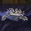 Thumbnail: bridal hair comb pearl beads rhinestones and crystals on a gold color wire base comb