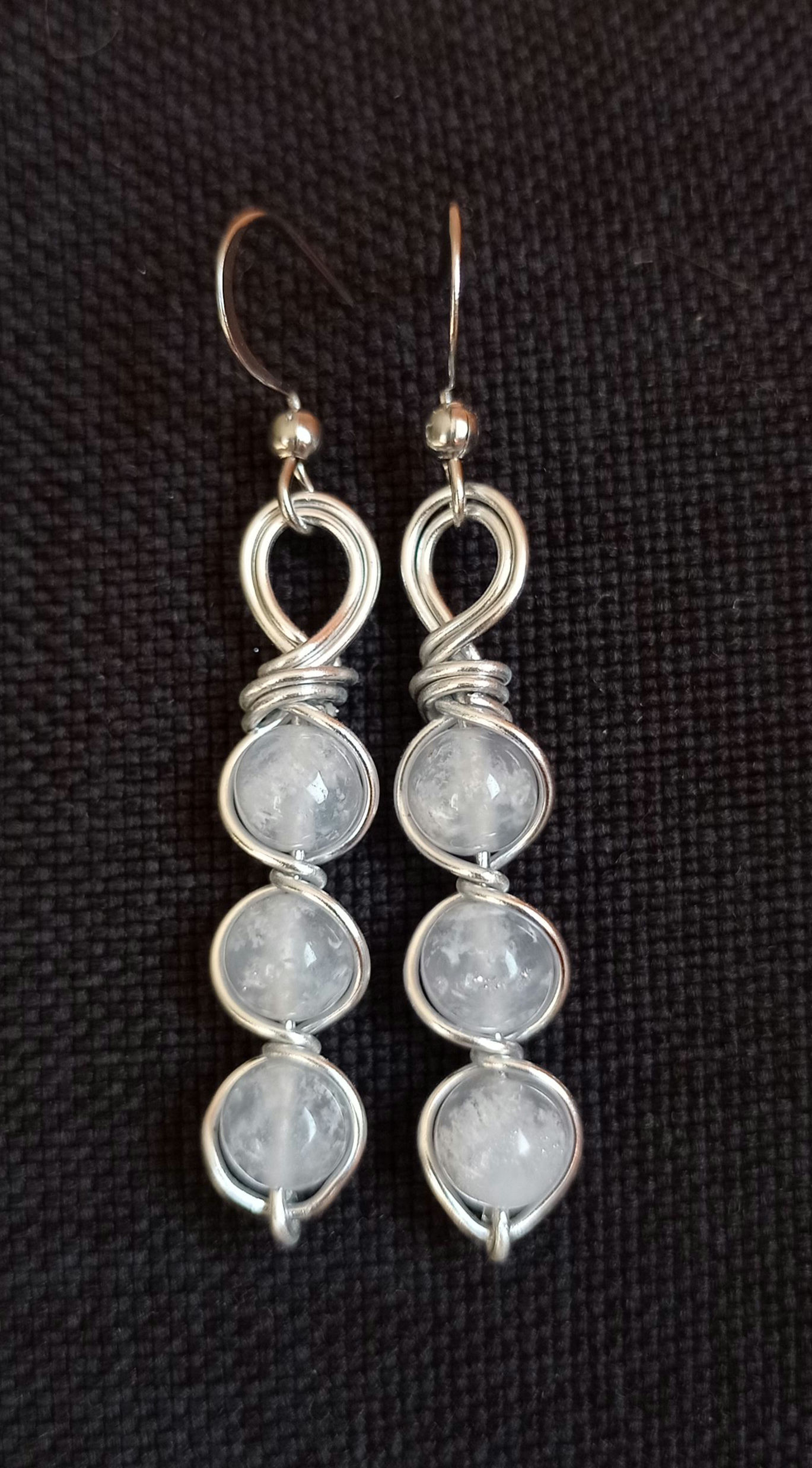 Boucles d'oreilles en calcédoine bleue classe A