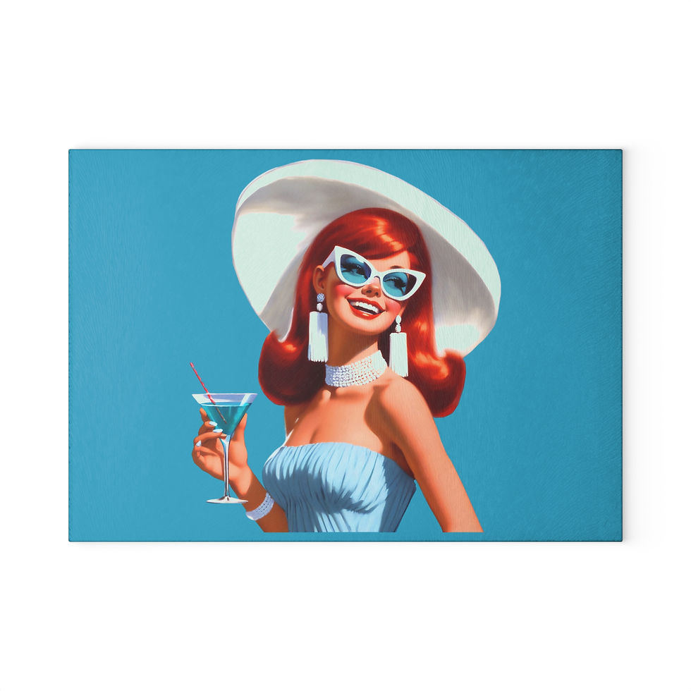 Retro Blue-  Glass Cutting Board