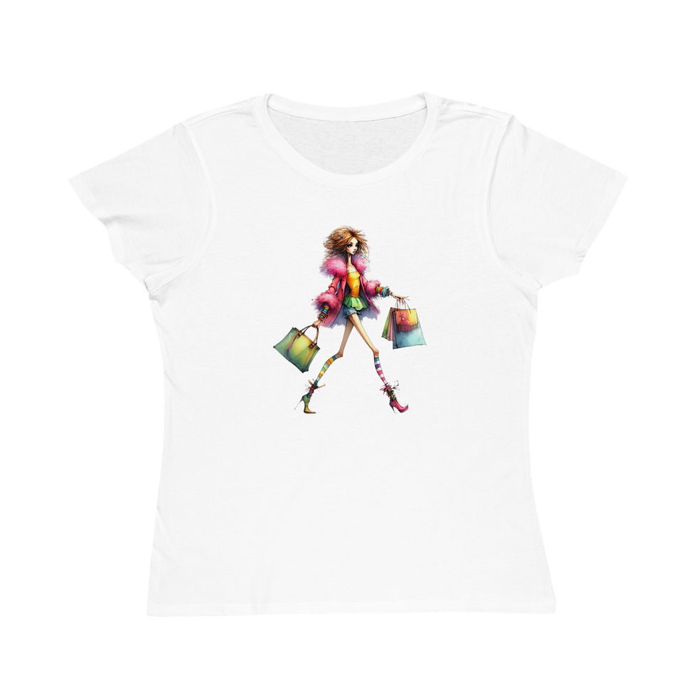 Quirky Shopping Girl - Organic T-Shirt