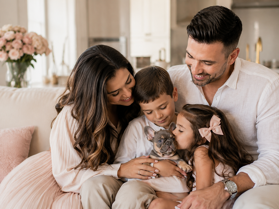 Family welcoming a French Bulldog puppy from Miami French Bulldogs
