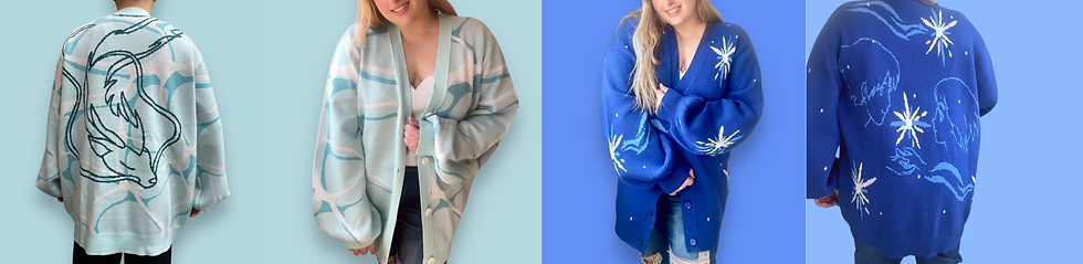 River Dragon and Falling Stars Cardigans