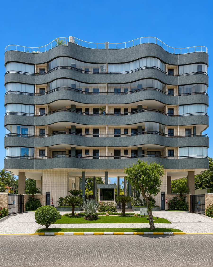 Fachada do Edifício Caravelas, Módulo 04, Riviera de São Lourenço, Bertioga