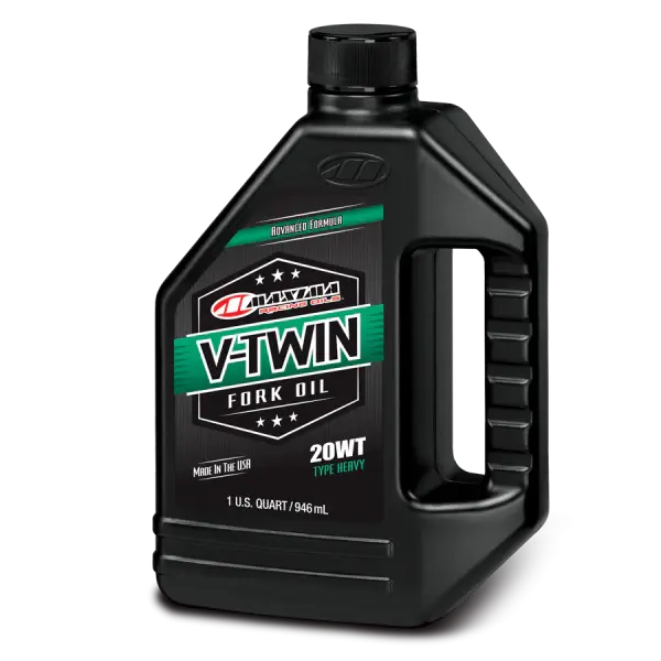Maxima V-Twin Fork Oil 20WT 1L motorcycle suspension fluid bottle