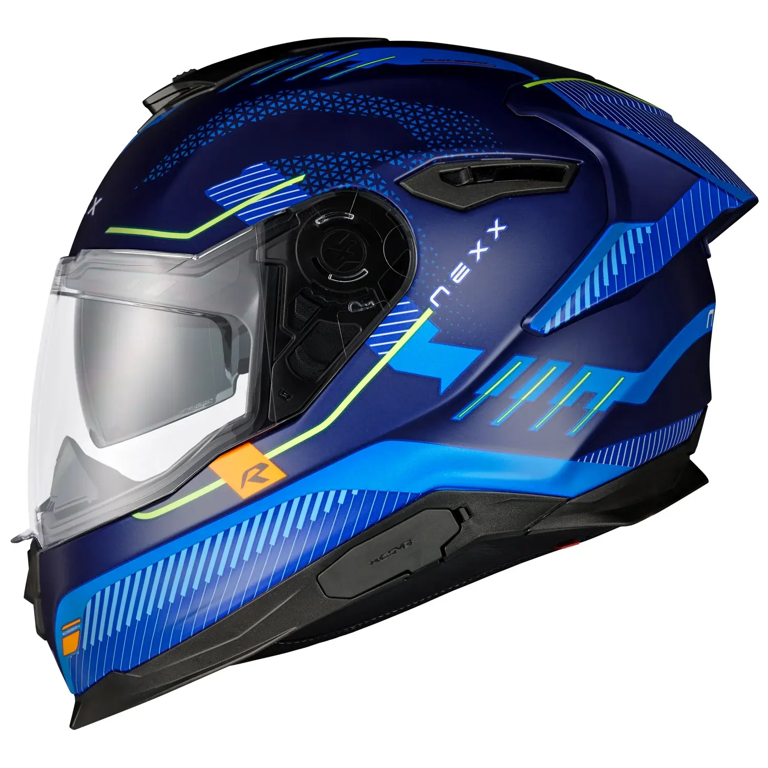 Nexx Y.100R Baron Matte Indigo Blue sport-touring motorcycle helmet featuring matte indigo finish, sleek aerodynamic design,