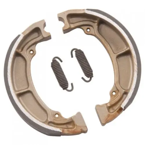 EBC 705 organic motorcycle brake shoes – pair showing aramid friction lining and backing plate design
