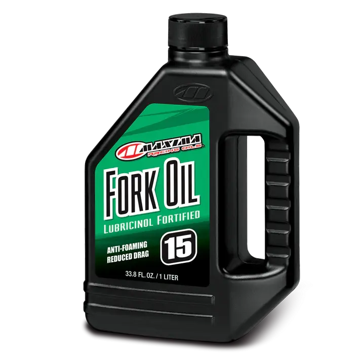 Maxima Standard Fork Oil 15WT 1L motorcycle suspension fluid bottle