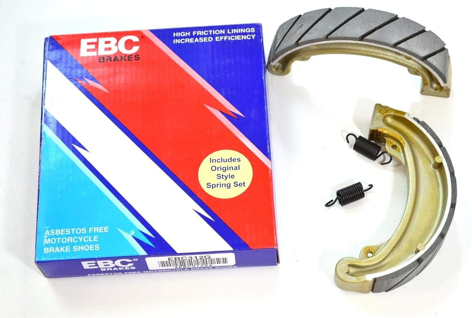 EBC 312G grooved brake shoes pair for motorcycle and ATV drum brake systems