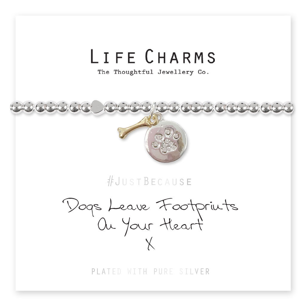 Life Charms Bracelet: Dogs Leave Footprints On Your Heart