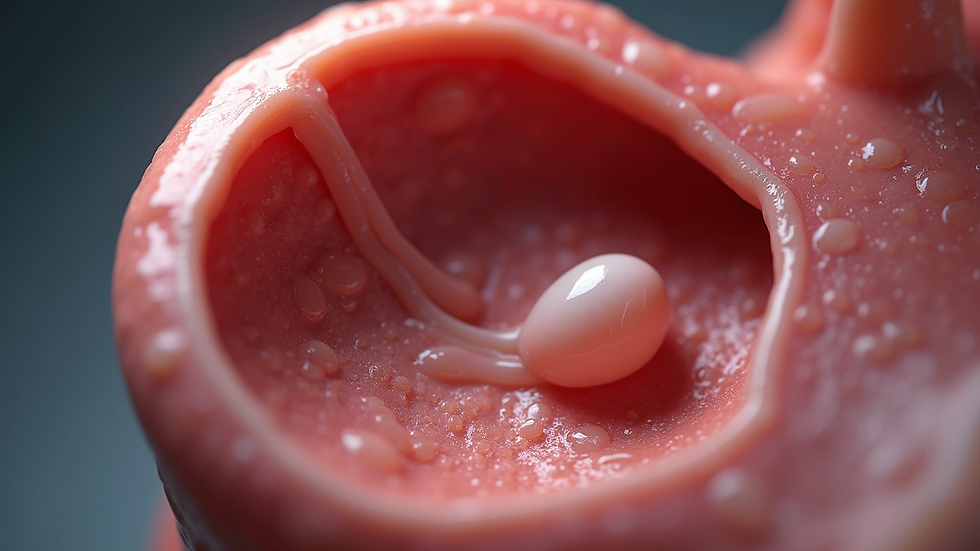 Eye-level view of anatomical diagram showing testicles and sperm pathway