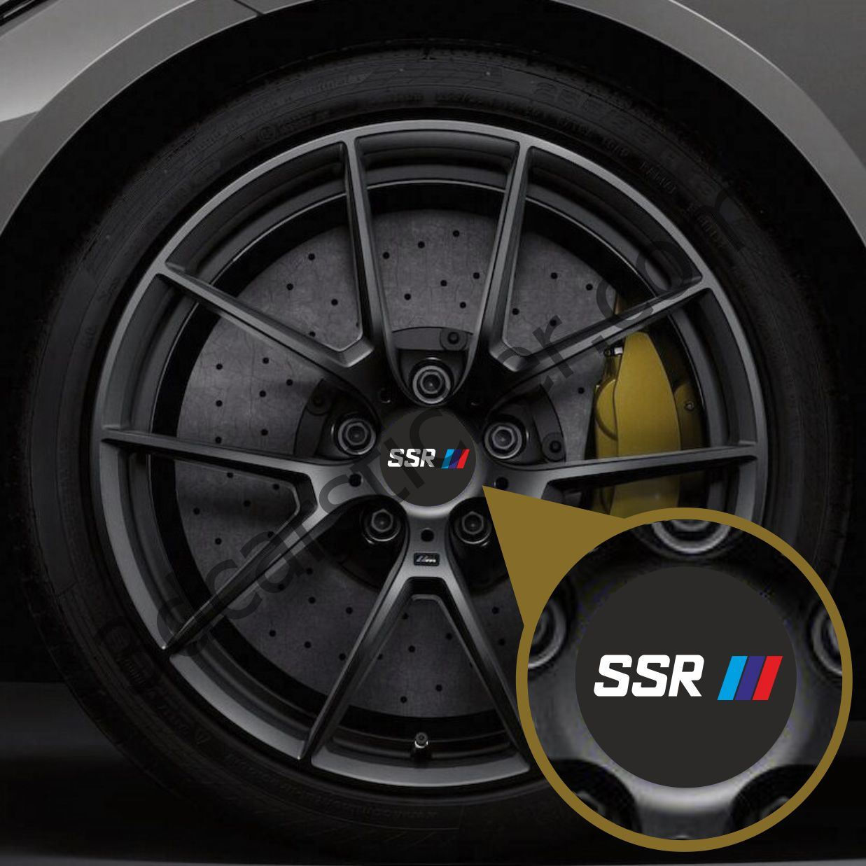 SSR Black Car Wheel Rim Tire Center Hubcap Sticker Decal Cover Emblem Logo