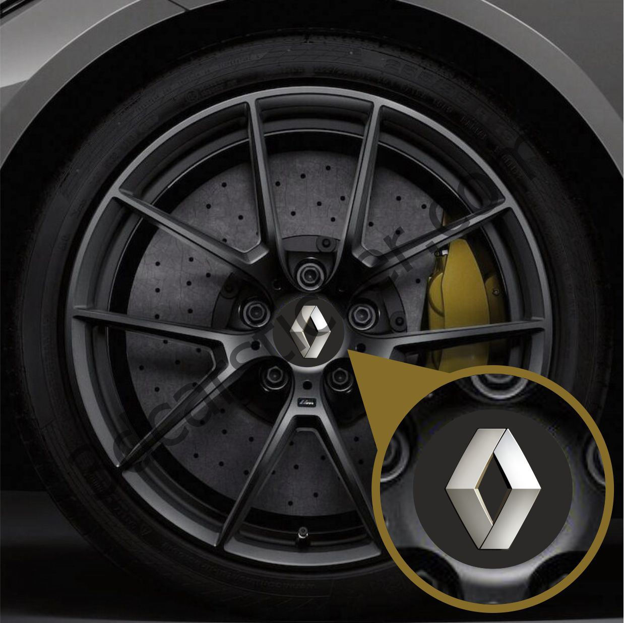 Renault Black Car Wheel Rim Tire Center Hubcap Sticker Decal Cover Emblem Logo