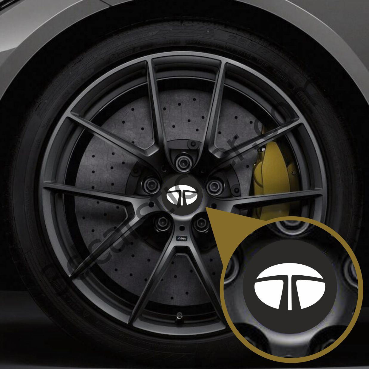 Tata Black Car Wheel Rim Tire Center Hubcap Sticker Decal Cover Emblem Logo