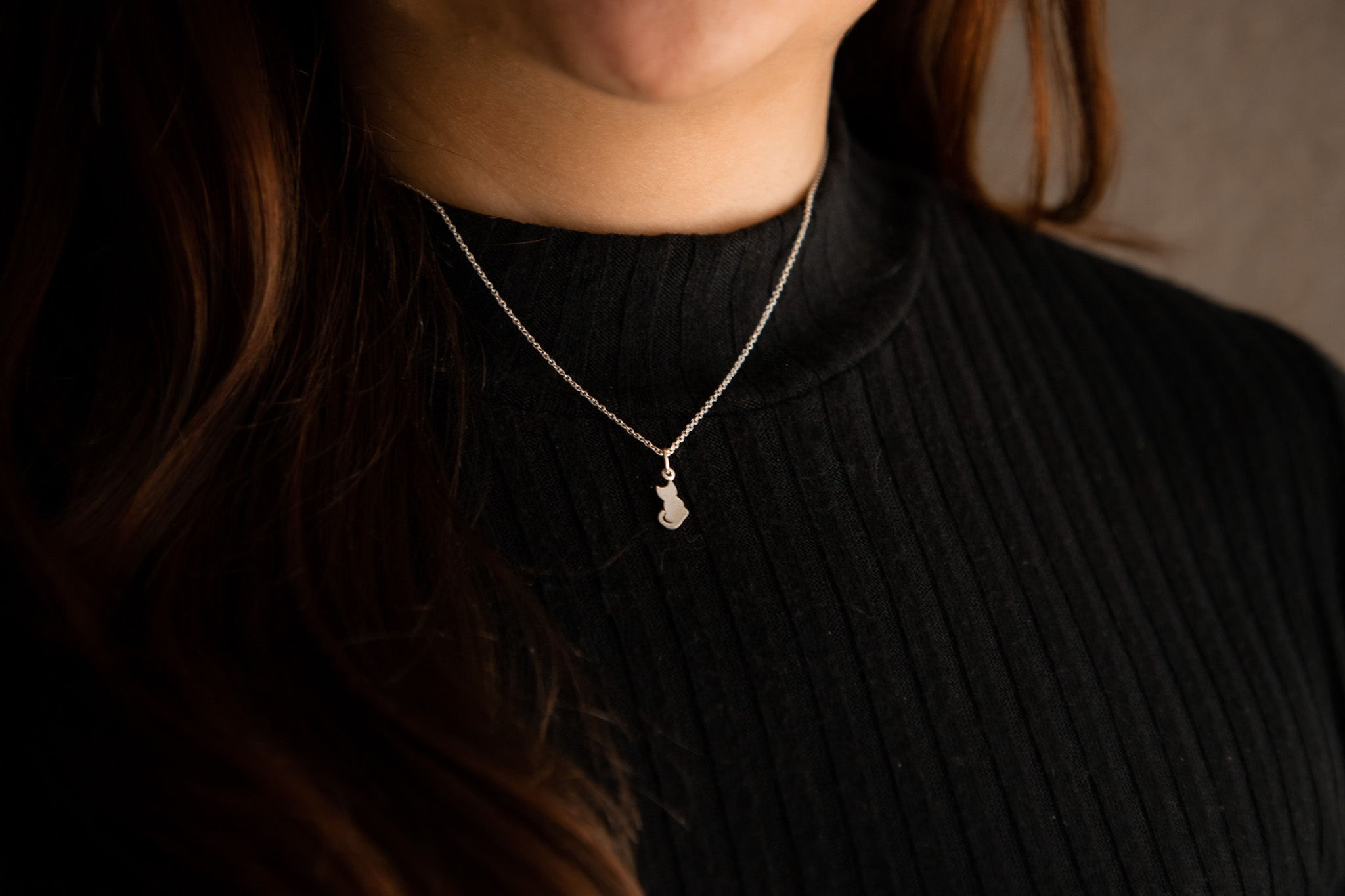 925 Sterling Silver 16" Tiny Kitten Charm Necklace