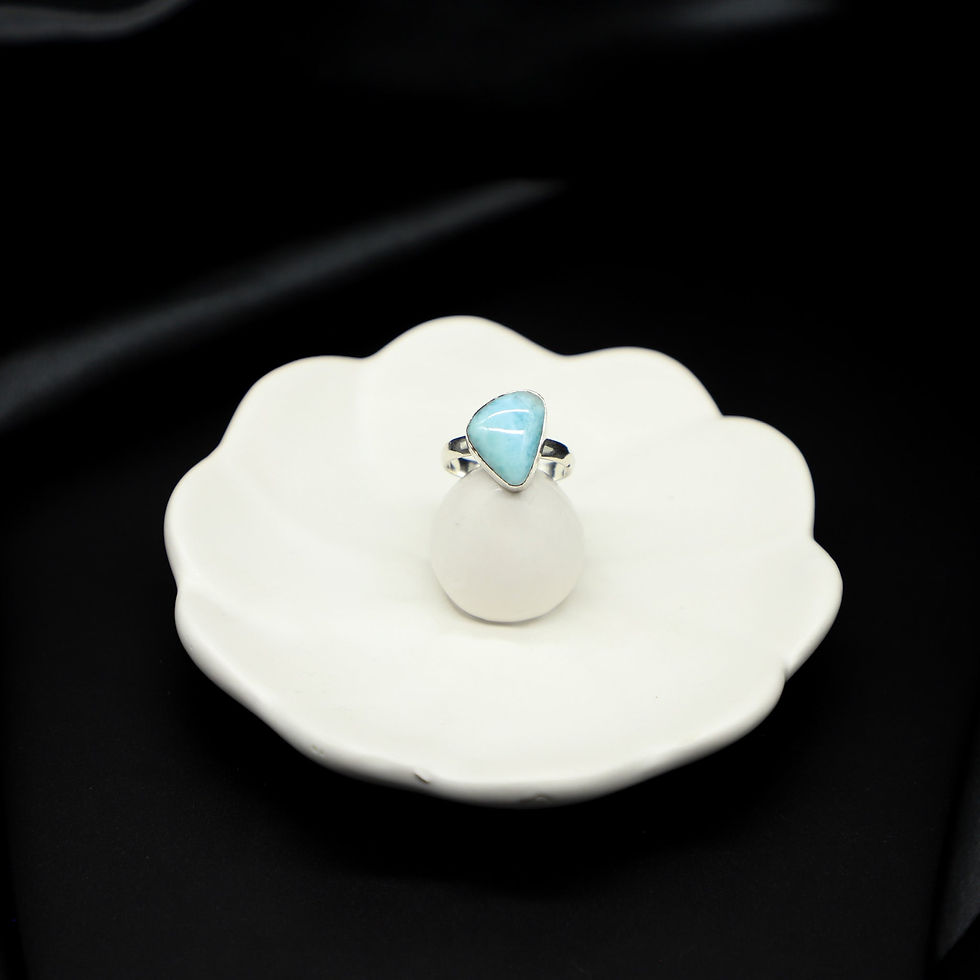 925 Sterling Silver Freeform Larimar Ring - Size 9