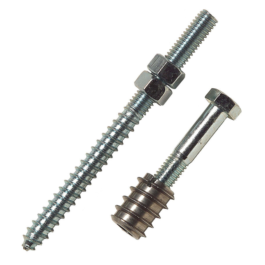 Two metal screws with nuts