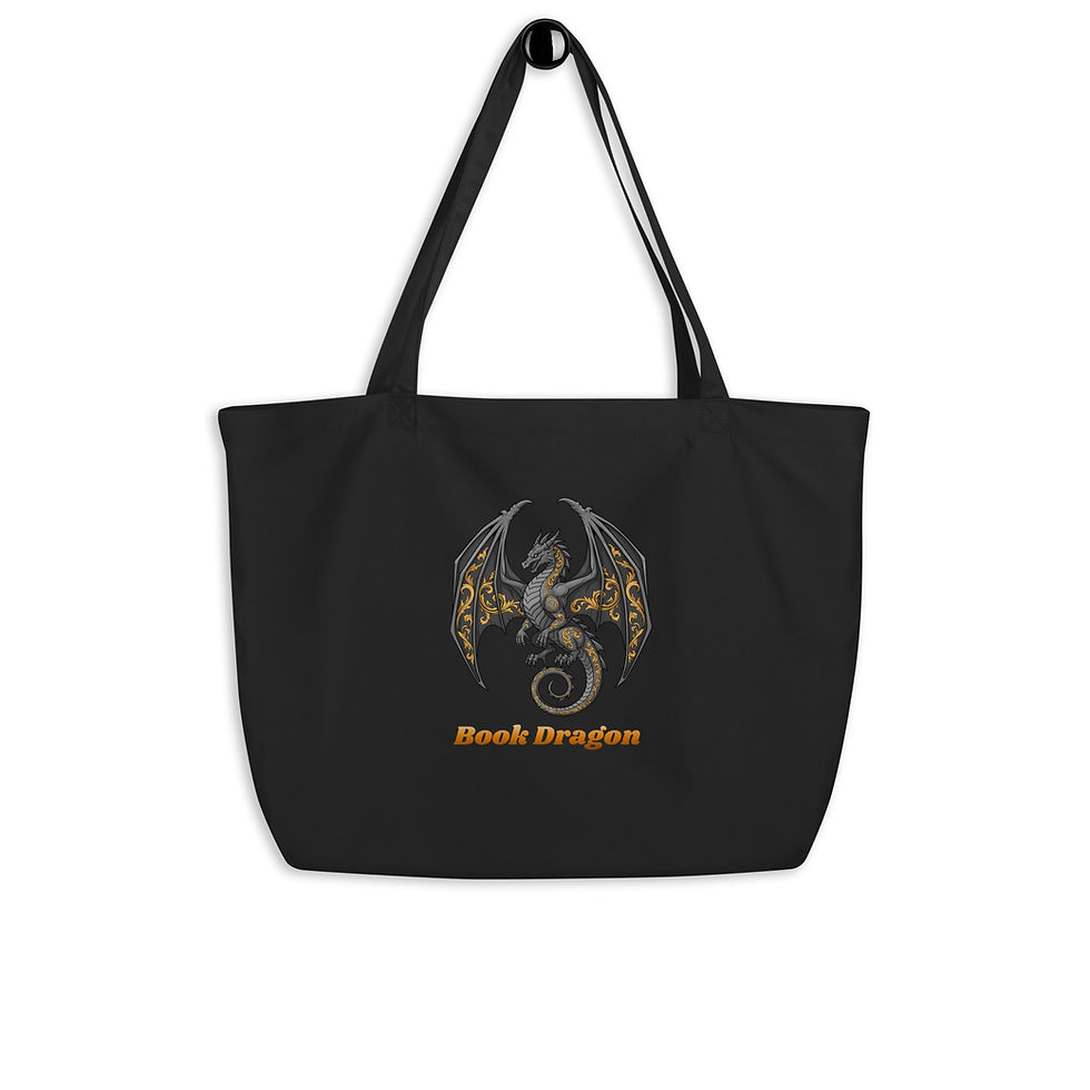 Thumbnail: Book Dragon - large tote bag