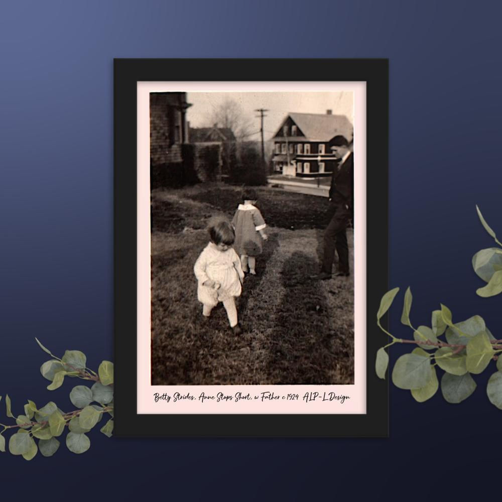 Betty Strides, Ann Stops Short w Father c 1924 Framed Poster