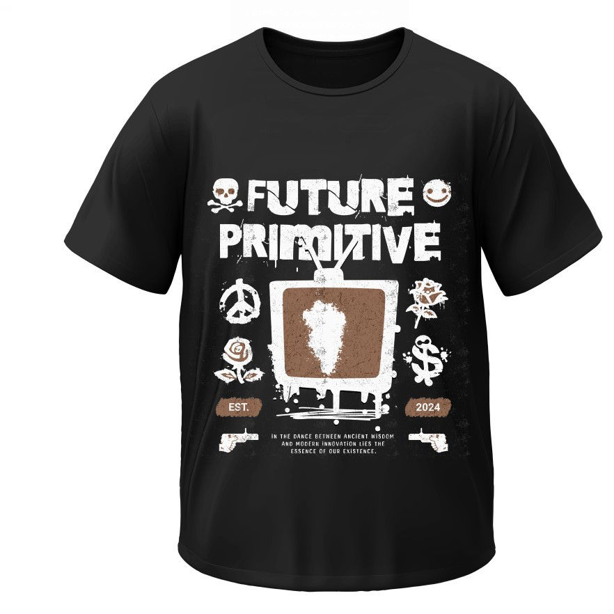 T-shirt Gothic vintage flowers inscriptions