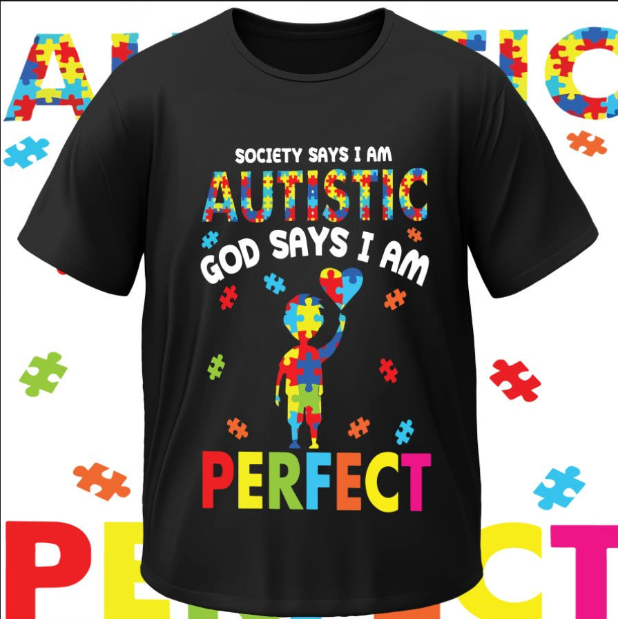 T-shirt Autism autistic silhouette slogan puzzle