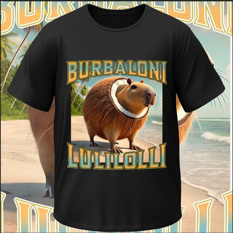 T-shirt Meme Capybara Coconut Italian Brainrot AI Memes All Heroes
