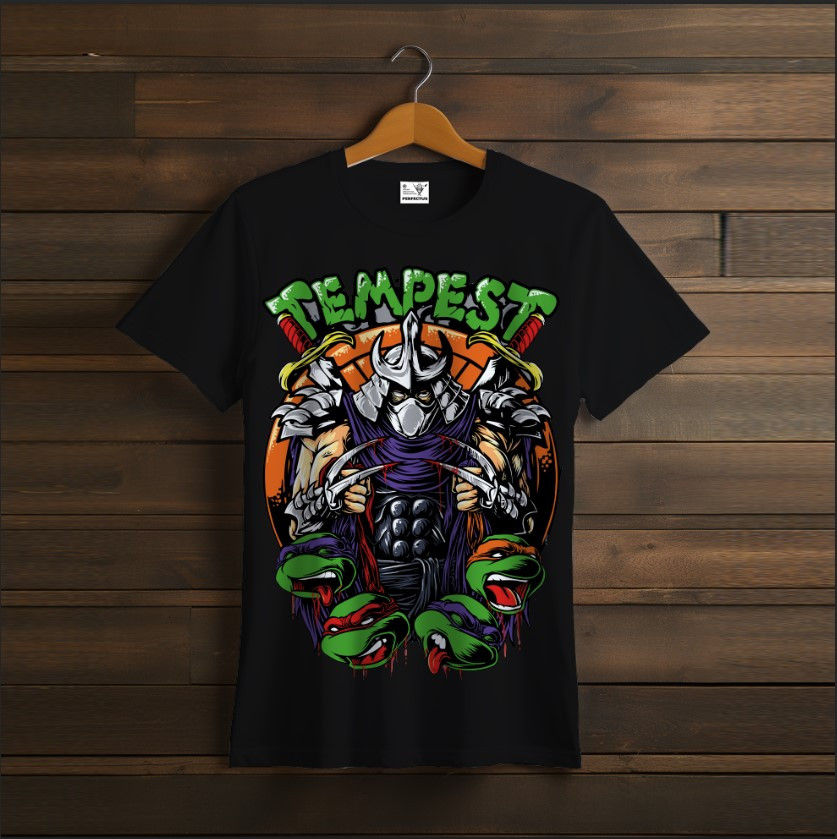 T-shirt Black Ninja Turtles Shredder ninjas cartoon anime heroes characters