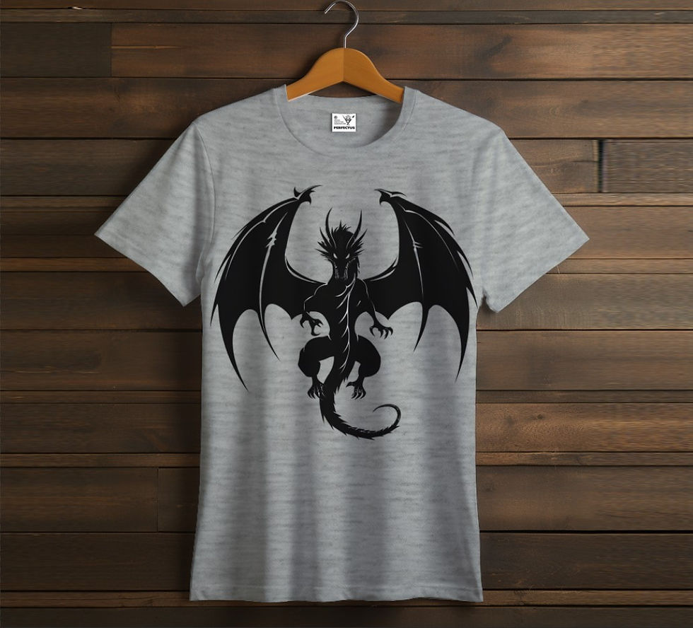 T-shirt Dragon silhouette black wings