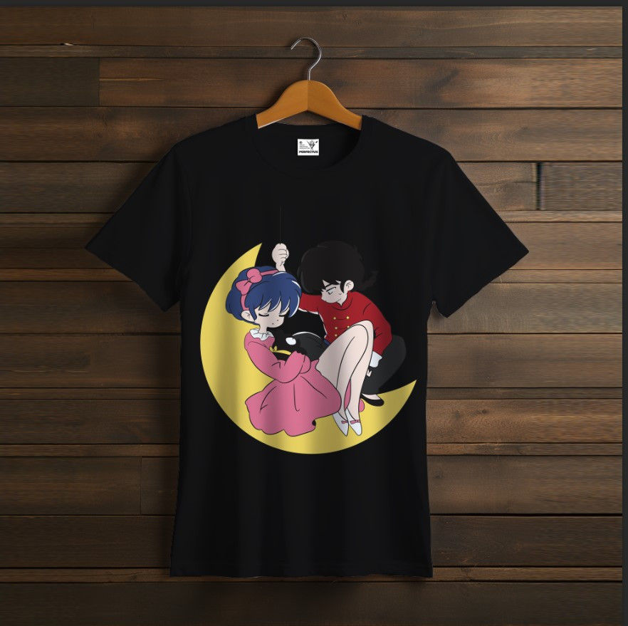 T-shirt Black Ranma Saotome anime characters Akane Tendo