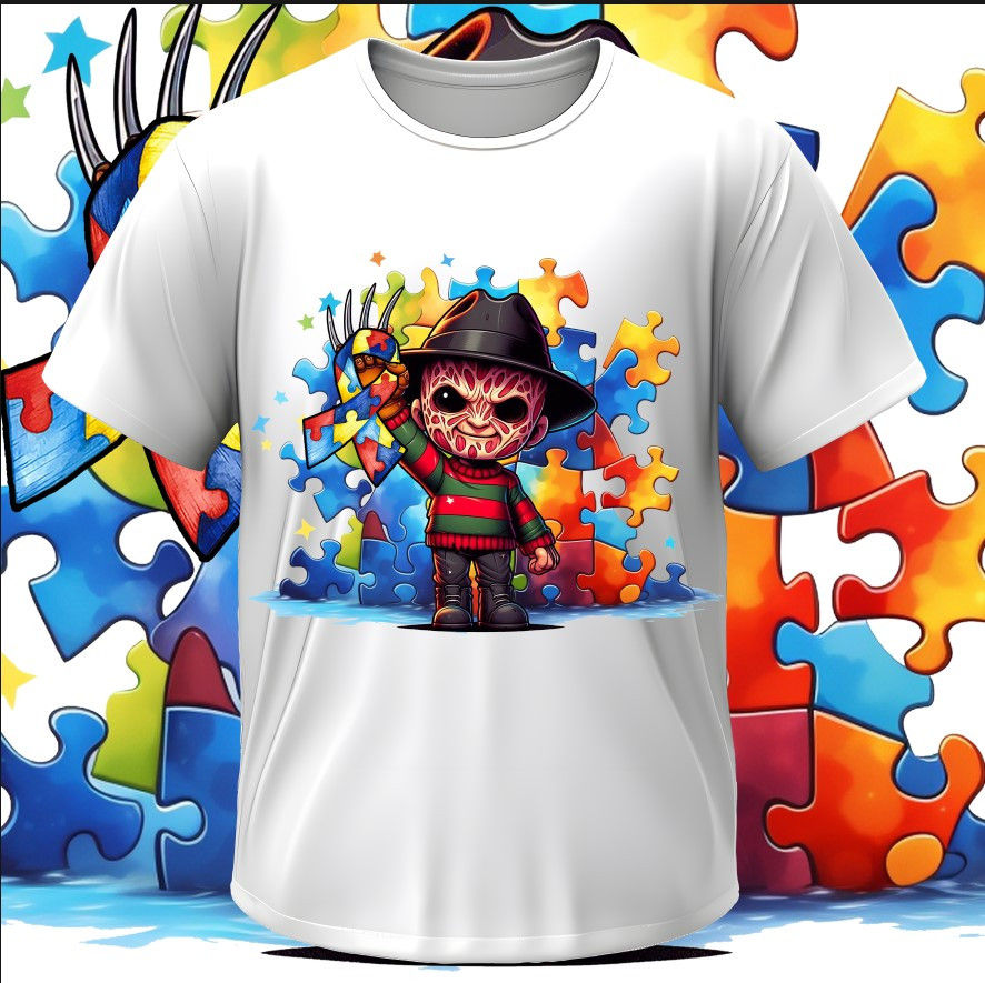 T-shirt Autism autistic puzzle Freddy Krueger