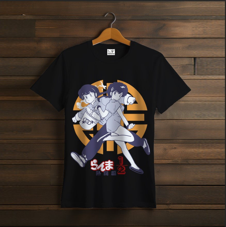 T-shirt Black Ranma Saotome anime characters