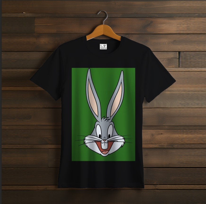 T-shirt Black cartoon Bugs Bunny rabbit head