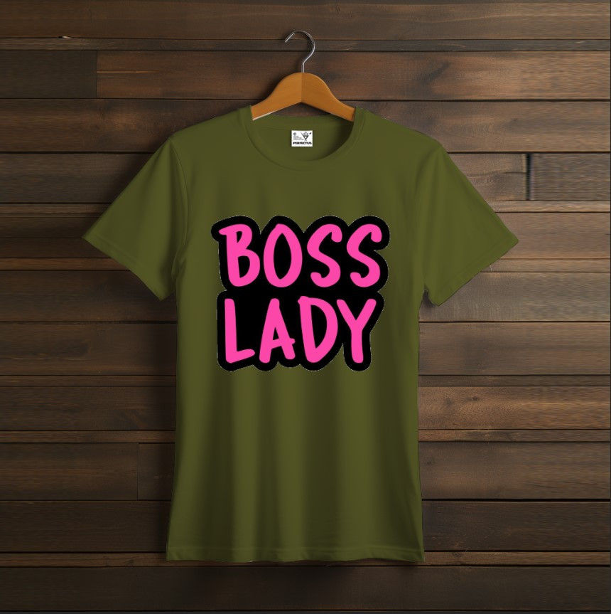 T-shirt Black-pink funny texts lady boss