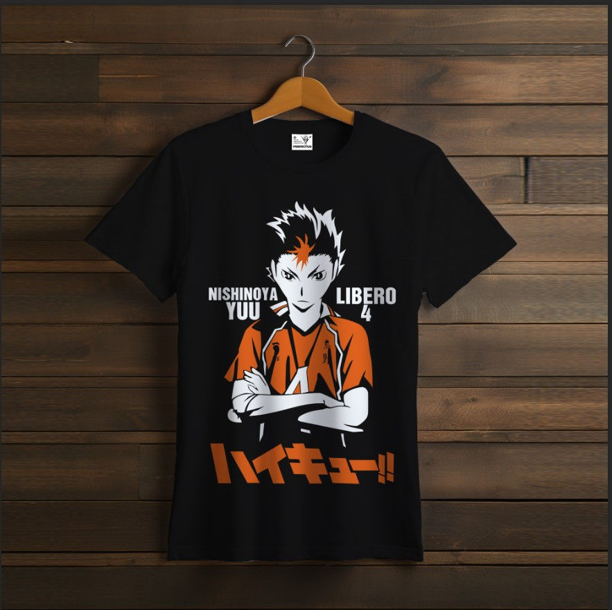 T-shirt Black Yū Nishinoya volleyball anime manga