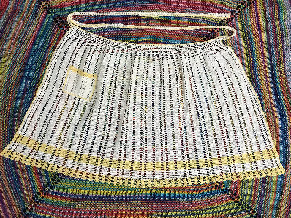Thumbnail: White And Yellow Crochet Half Apron View 2