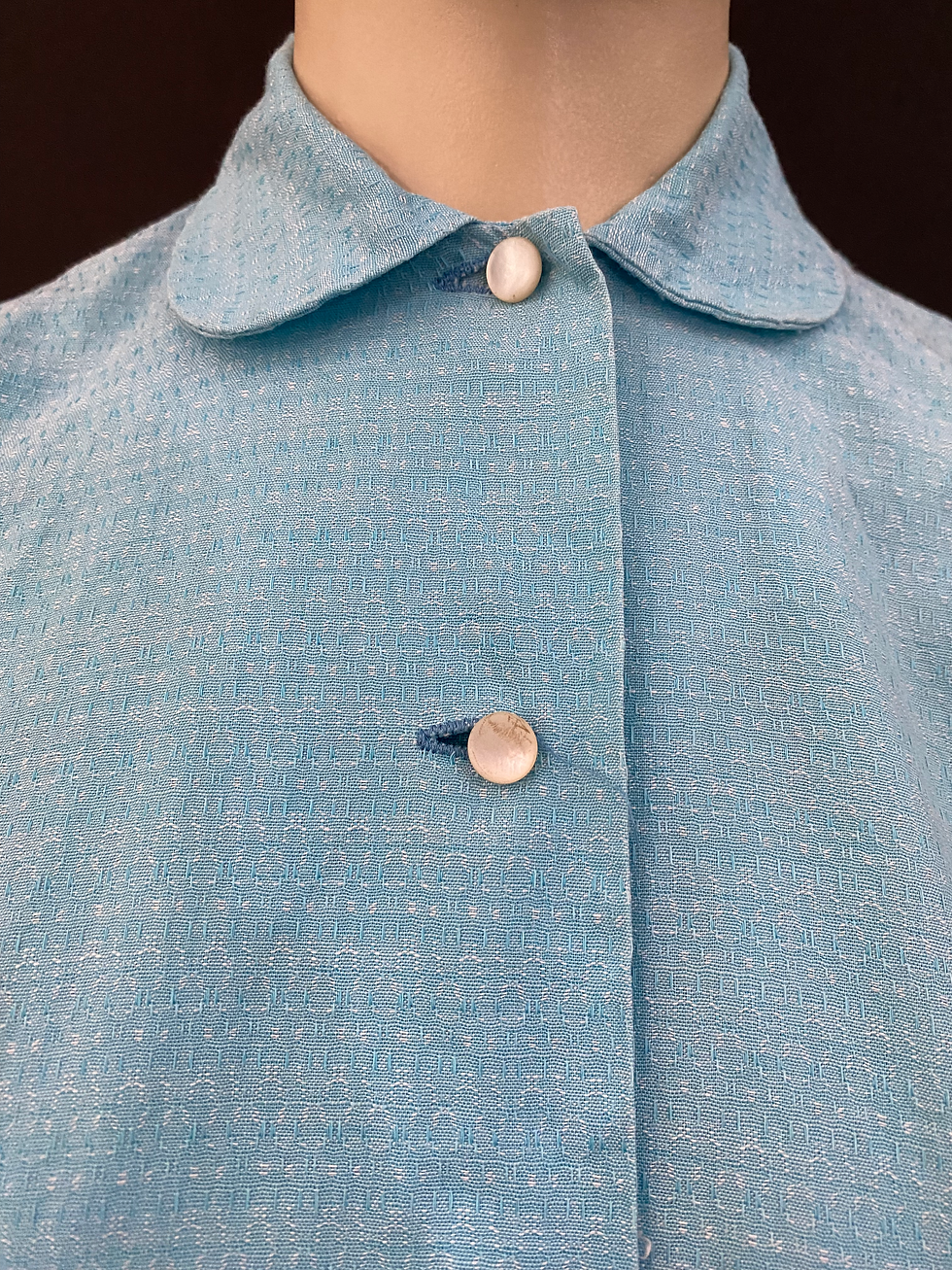 Thumbnail: Vintage Powder Blue Sleeveless Top And Pleated Skirt Set View Three
