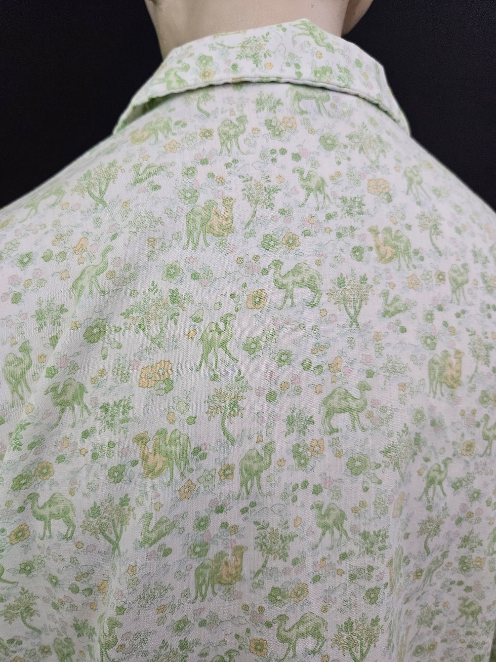 Thumbnail: Vintage Novelty Camel Floral Print Button Up Top View Nine