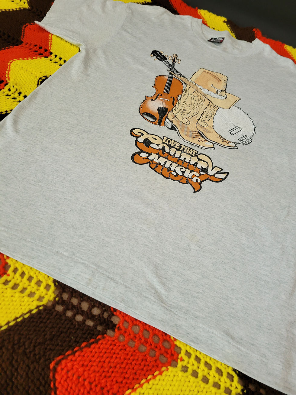 Thumbnail: Vintage Light Gray Love That Country Music Short Sleeve T-Shirt View Seven