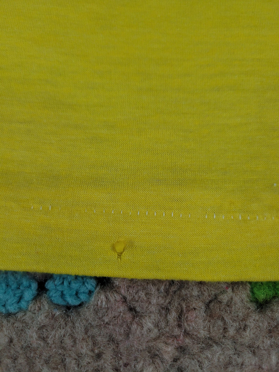 Thumbnail: Vintage Yellow With Black Fuzzy Iron On I Took A Lickin' From A Chicken T-Shirt View Seven