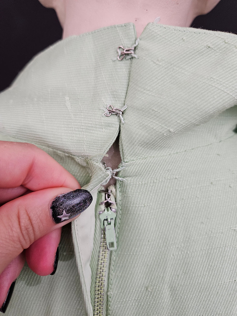 Thumbnail: Vintage Mint Green Beaded Collar Short Sleeve Shift Dress View Ten