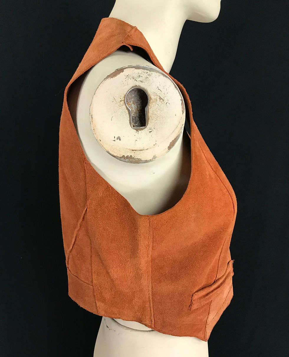 Thumbnail: Burnt Orange Suede Leather Snap Button Vest View 6