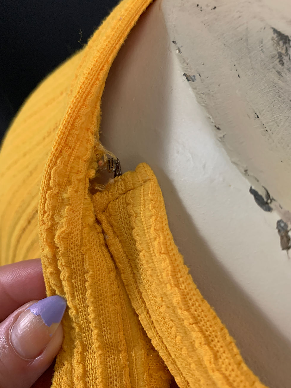 Thumbnail: Vintage Mustard Yellow Textured High Rise Long Shorts View Six