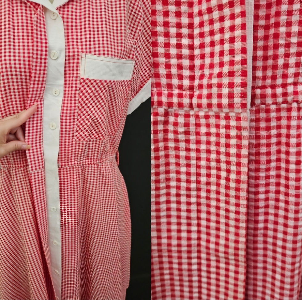 Thumbnail: Vintage Red And White Gingham Shirtwaist Dress View Six