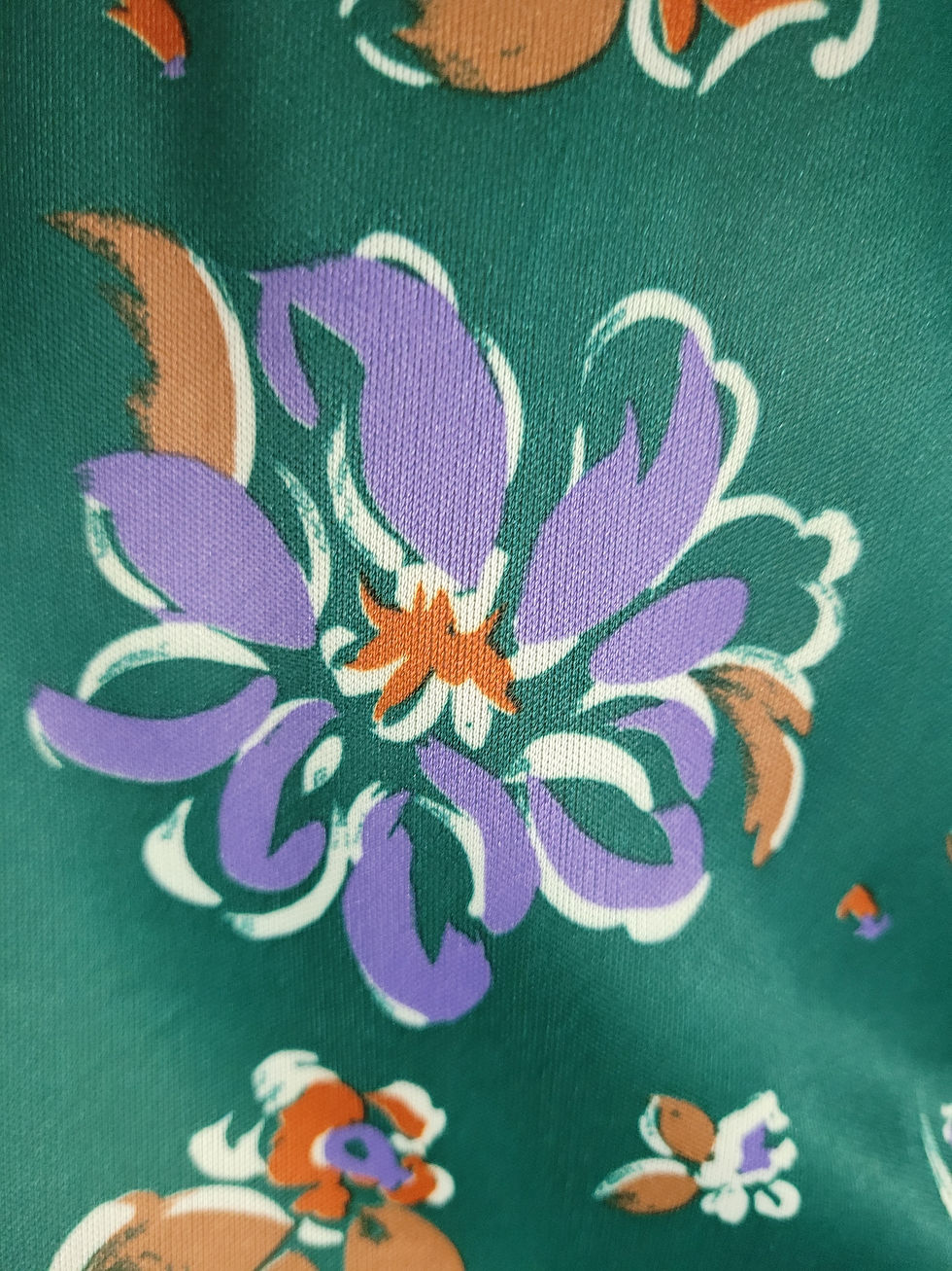 Thumbnail: Vintage Teal Floral Polyester Blouse View Thirteen