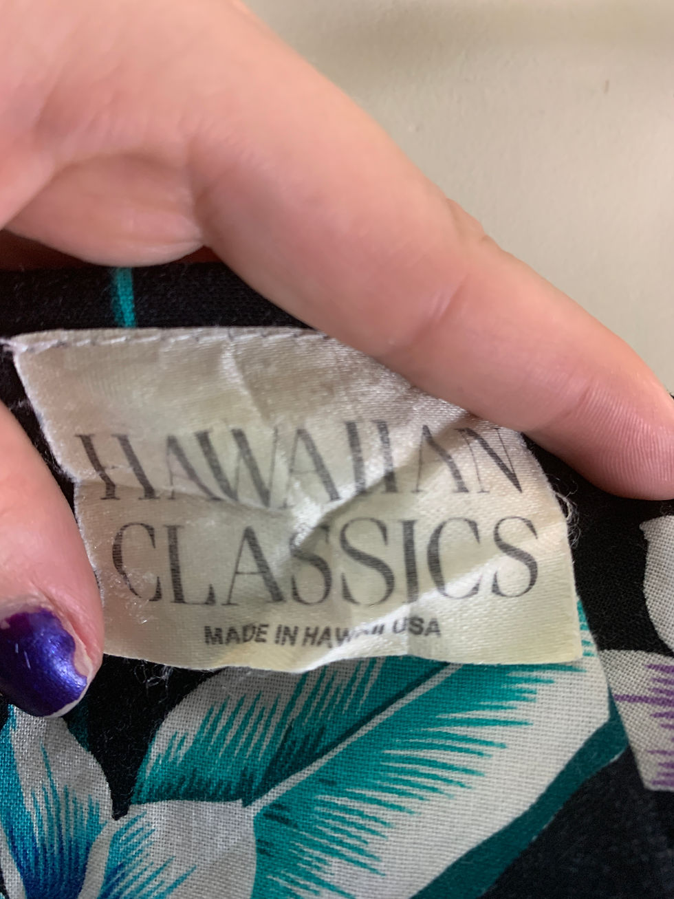Thumbnail: Vintage Black Tropical Floral Hawaiian Dress View Fourteen