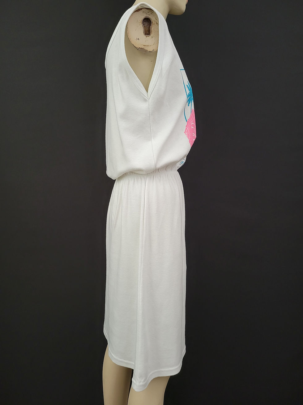 Thumbnail: Vintage White Florida Beach Blouson T-Shirt Tank Dress View Nine