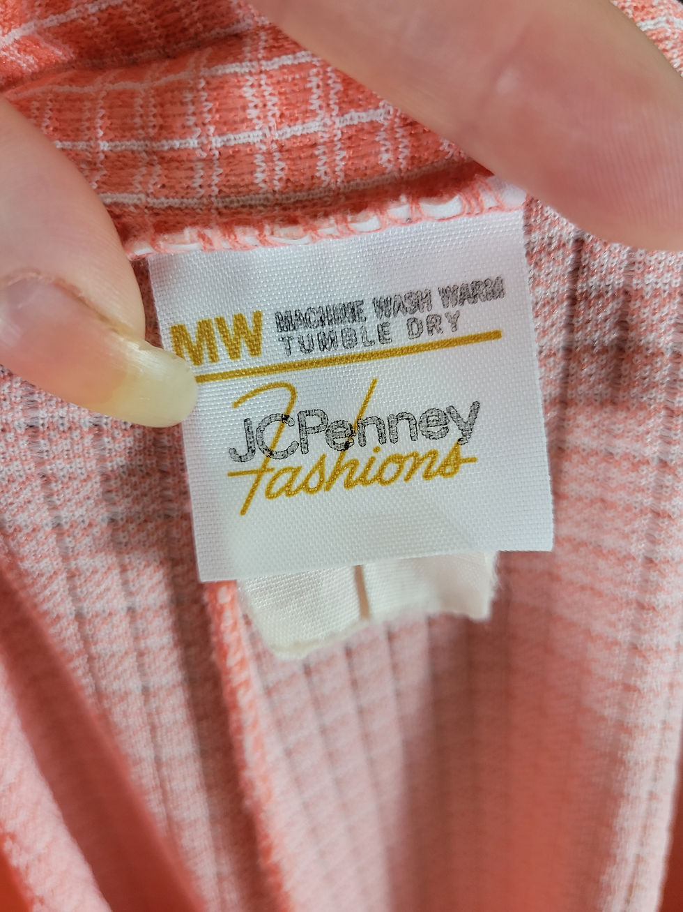 Thumbnail: Vintage Salmon And White Grid Check High Waisted Pants View Fourteen