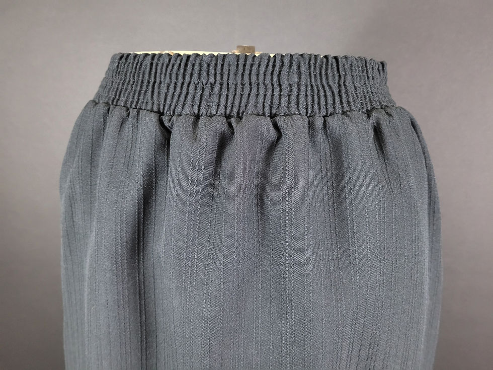 Thumbnail: Vintage Black Textured Elastic Waist Polyester Midi Skirt View Three