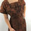Thumbnail: Brown With Black Roses Print Midi Dress With Glitter Accents View 5