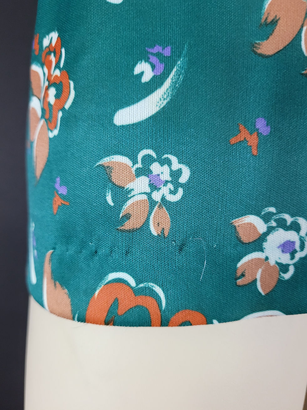 Thumbnail: Vintage Teal Floral Polyester Blouse View Six