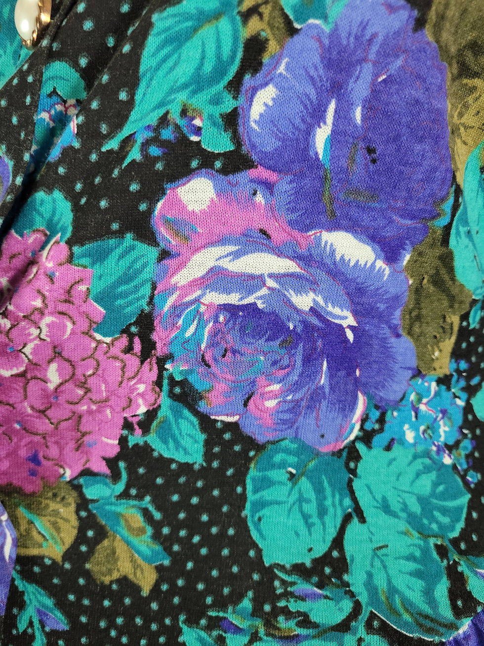Thumbnail: Vintage Dark Garden Floral Drop Waist Dress View Seven